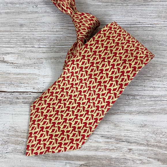 Gucci Other - Gucci Red Gold Chain Art Silk Tie Italy